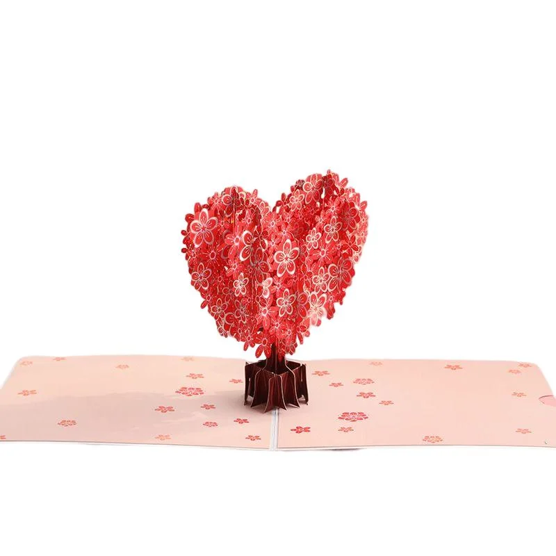 Valentine′ S Day Greeting Card 3D Paper Carving Cherry Blossom Tree Teacher′ S Day Holiday Blessing Card