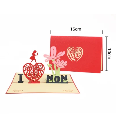 Venta caliente en stock 3D Navidad Boda Cumpleaños Pop up Flower Love Tarjetas de felicitación 3D para el Día de San Valentín