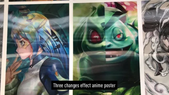 11X 17 pulgadas de impresión lenticular Anime Style 3D Flip Poster