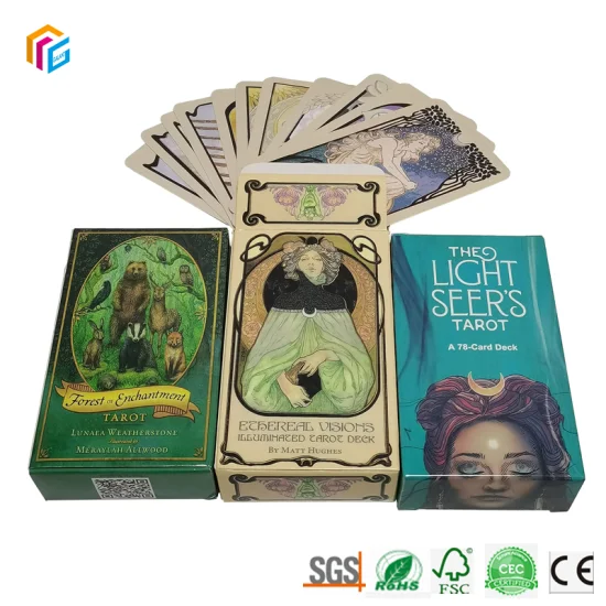 Producto popular, juego de mesa con bordes dorados dorados personalizados, cartas de Tarot, baraja de cartas de oráculo, impresión con embalaje